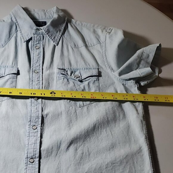 Polo Ralph Lauren Boys Short-Sleeve Chambray Blue Western Shirt Snap Sz XL - Picture 7 of 16